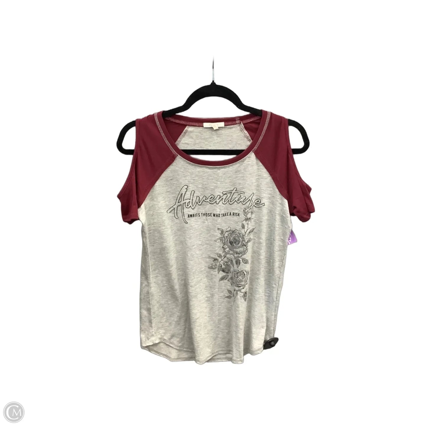 Top Short Sleeve By Maurices In Grey & Red, Size: S