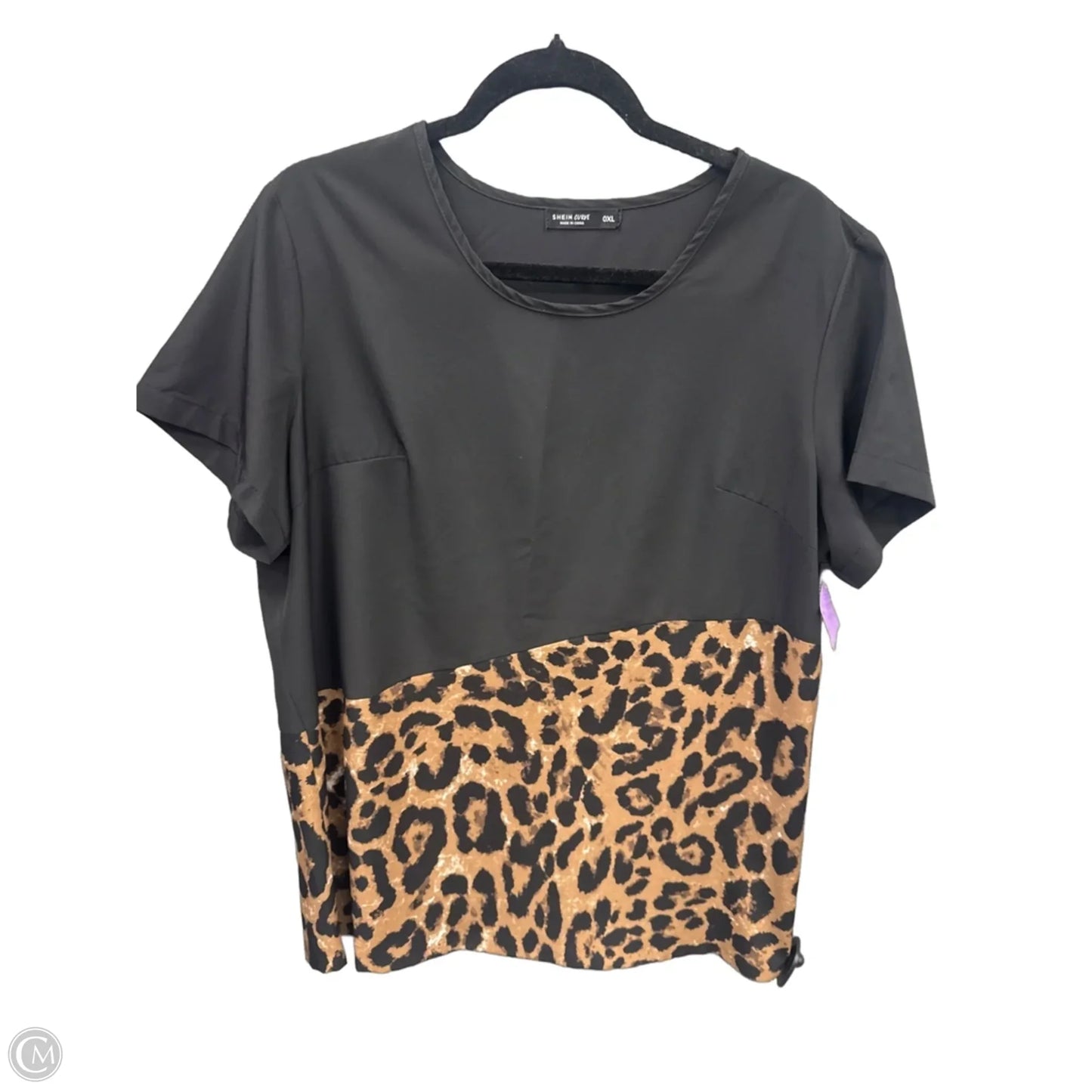 Top Short Sleeve By Shein In Animal Print, Size: Xl