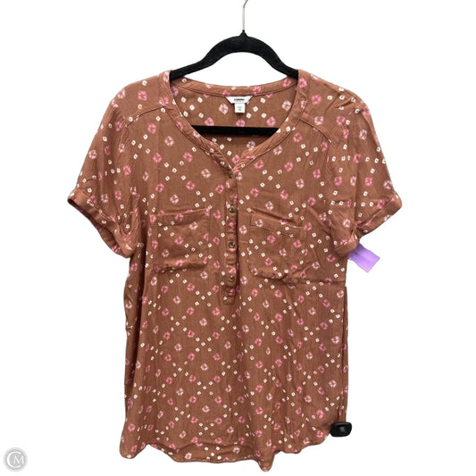 Top Short Sleeve By Sonoma In Brown, Size: M