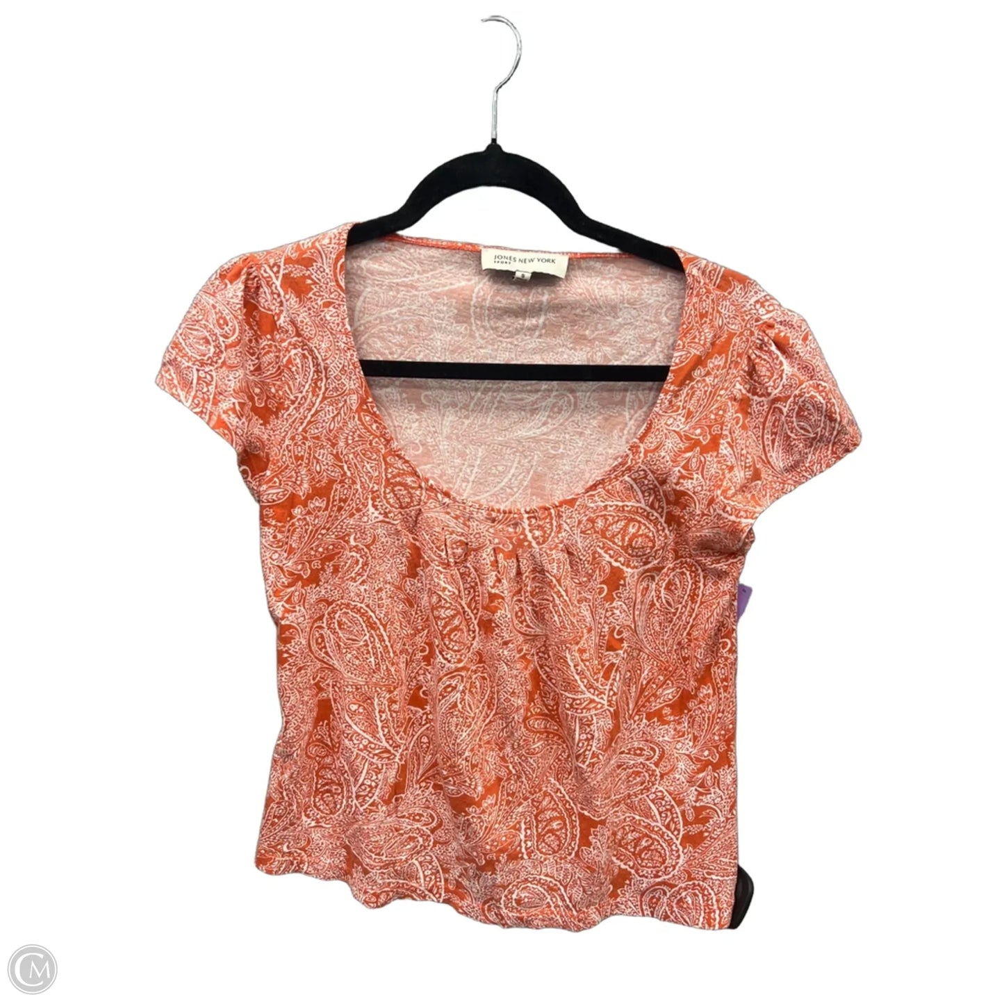 Top Short Sleeve By Jones New York In Orange & White, Size: S