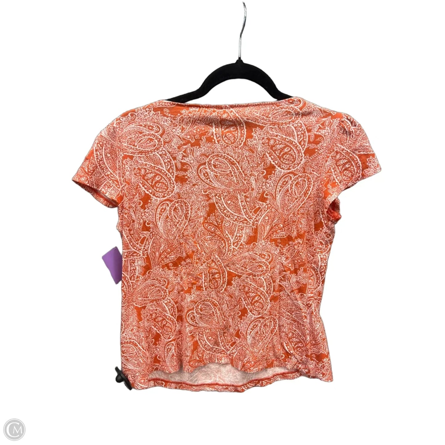 Top Short Sleeve By Jones New York In Orange & White, Size: S