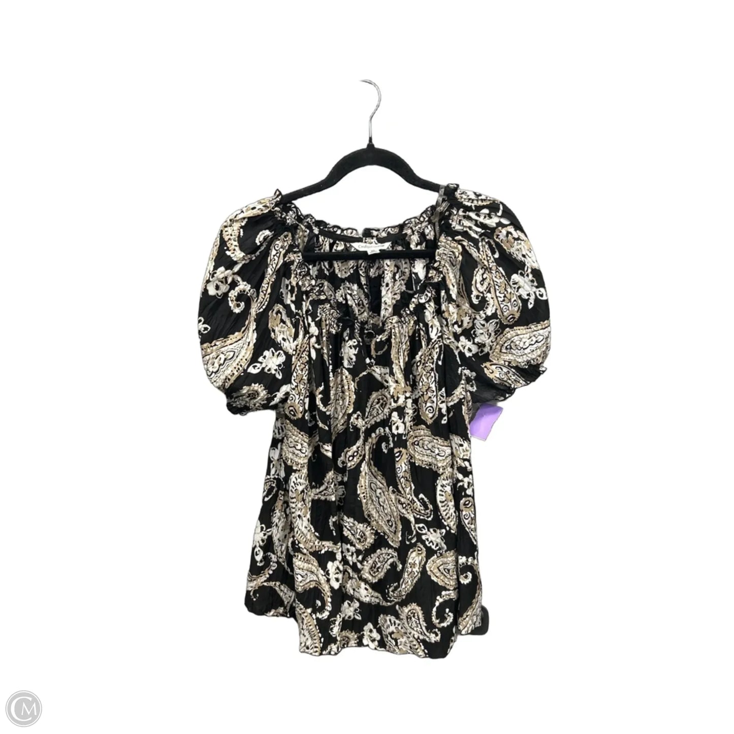Top Short Sleeve By Croft And Barrow In Black & Cream, Size: Xl