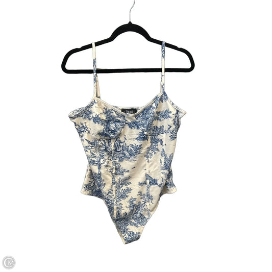 Top Sleeveless By Cider In Blue & Cream, Size: Xl