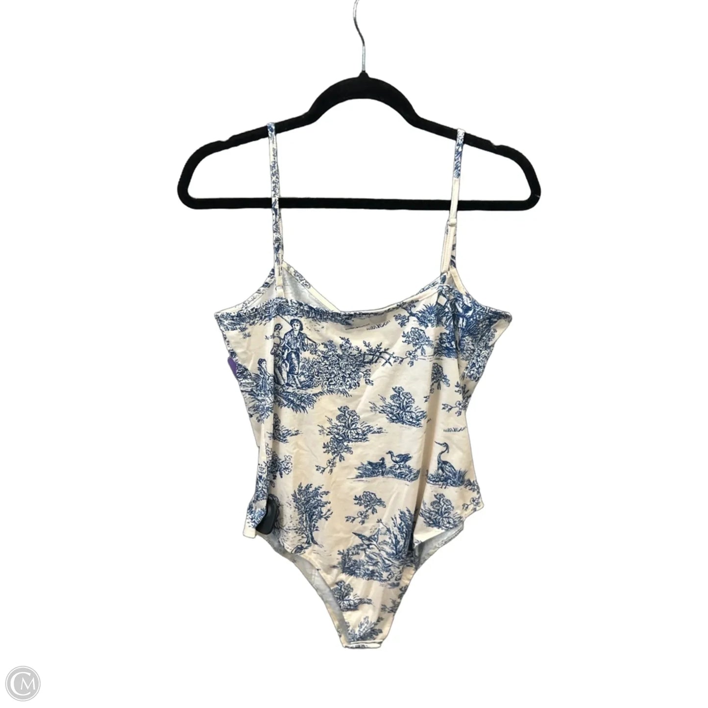 Top Sleeveless By Cider In Blue & Cream, Size: Xl