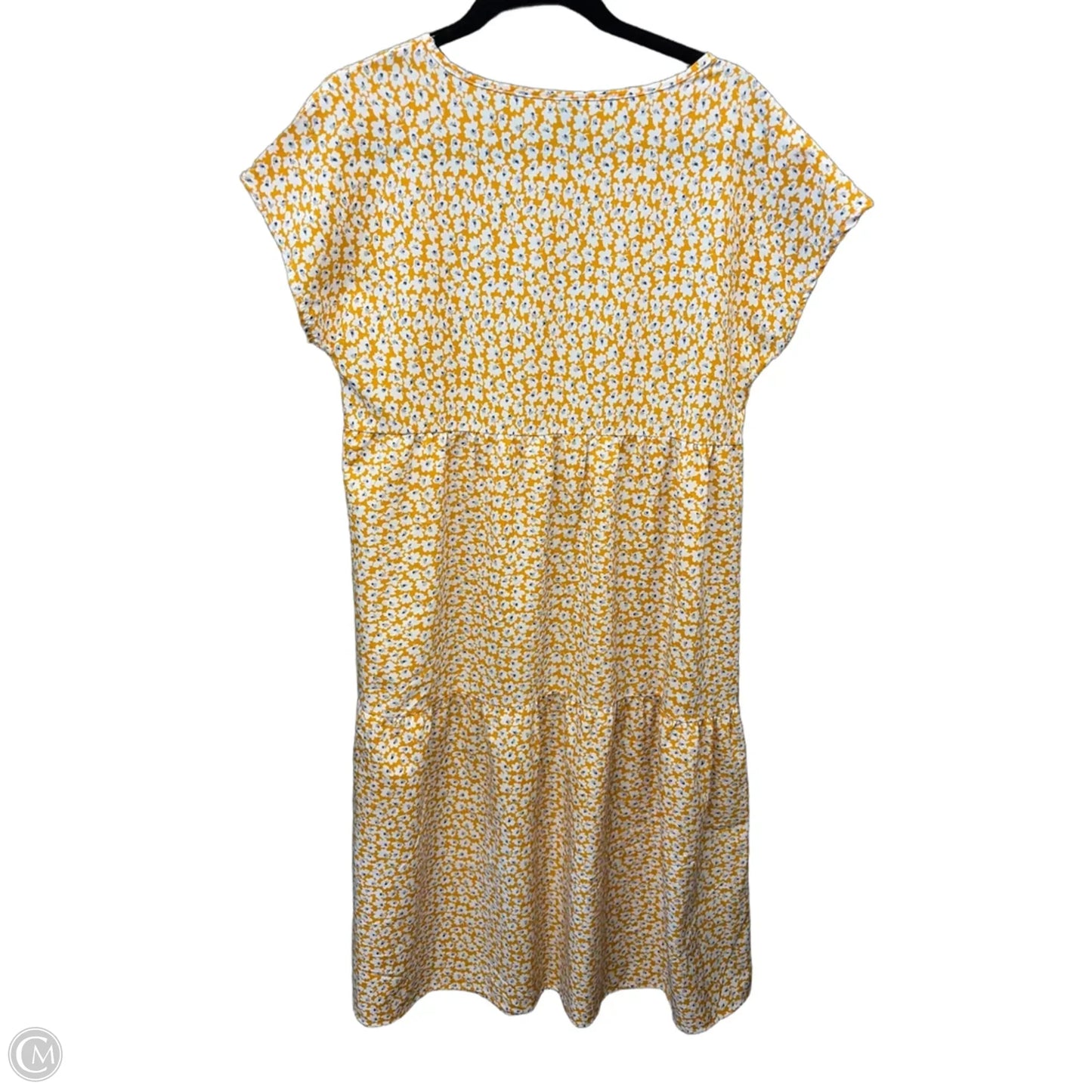 Dress Casual Midi By Emery Rose In White & Yellow, Size: S