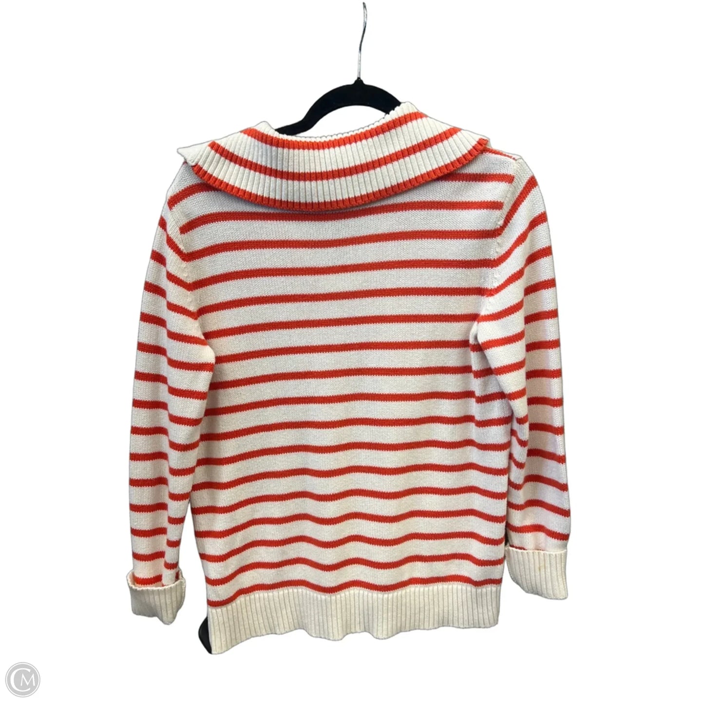 Sweater By Talbots In Orange & White, Size: S