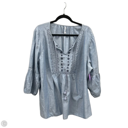 Top Long Sleeve By St Johns Bay In Blue, Size: 3x