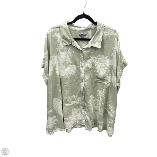 Top Short Sleeve By Falls Creek In Green & White, Size: 3x