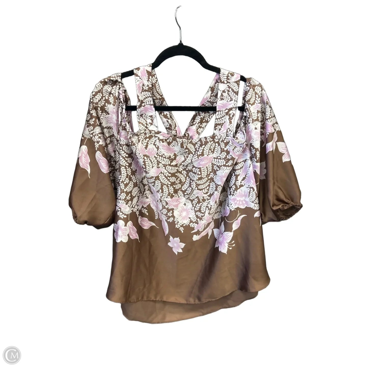Blouse Long Sleeve By Cato In Brown & Purple, Size: 1x
