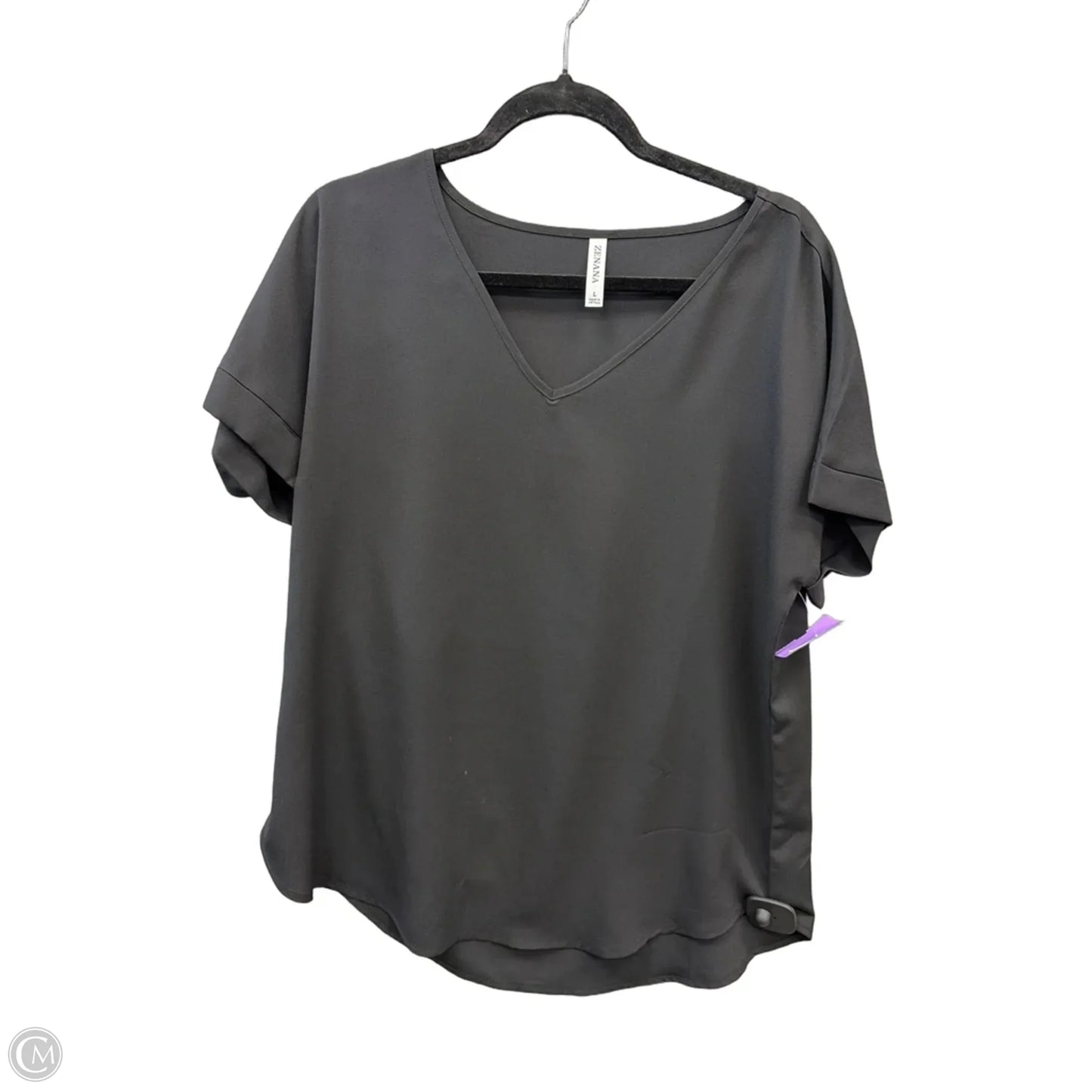 Top Short Sleeve By Zenana In Black, Size: L