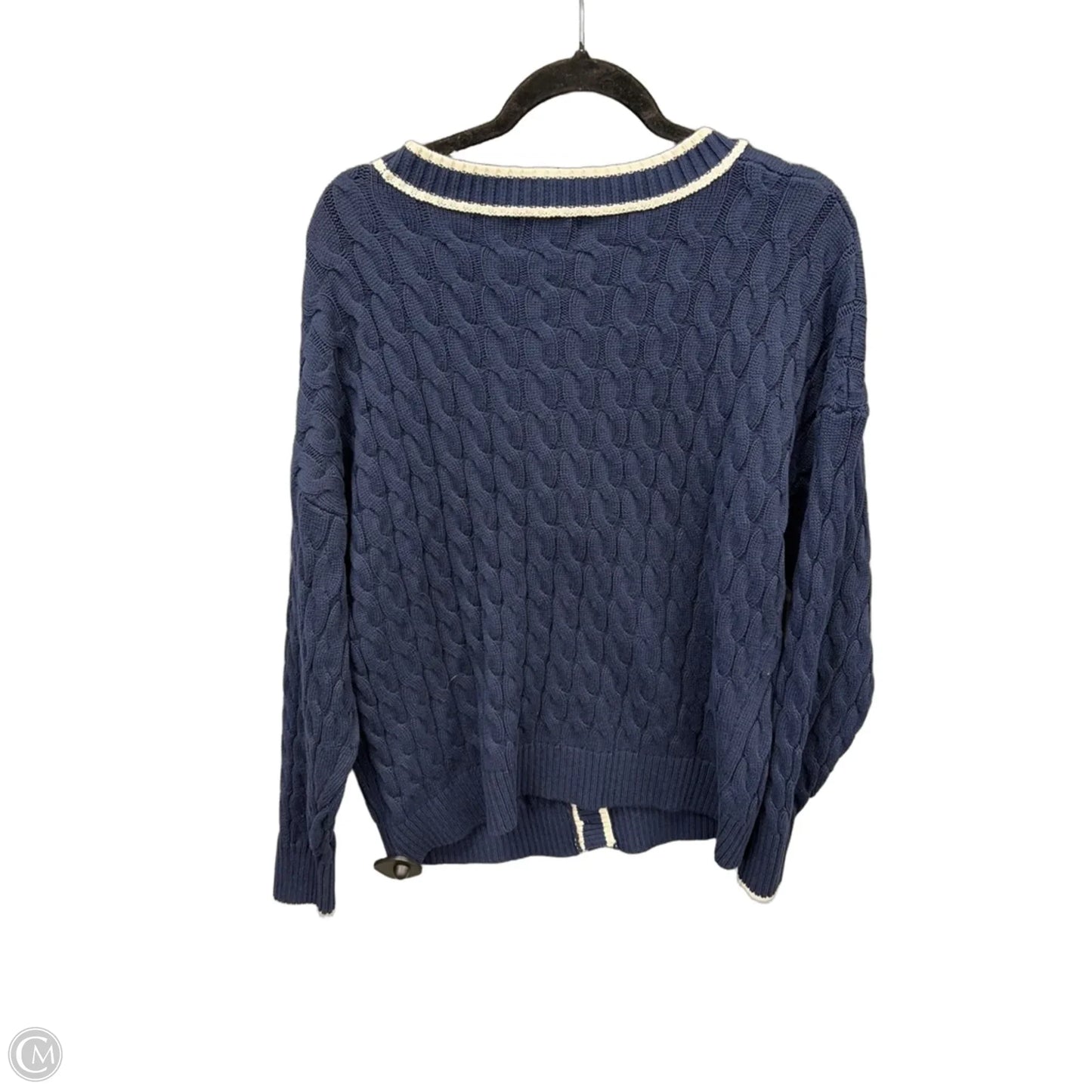 Sweater Cardigan By Old Navy In Blue & White, Size: M
