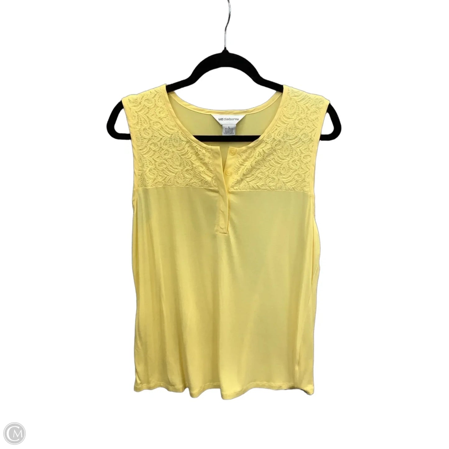 Top Sleeveless By Liz Claiborne In Yellow, Size: L