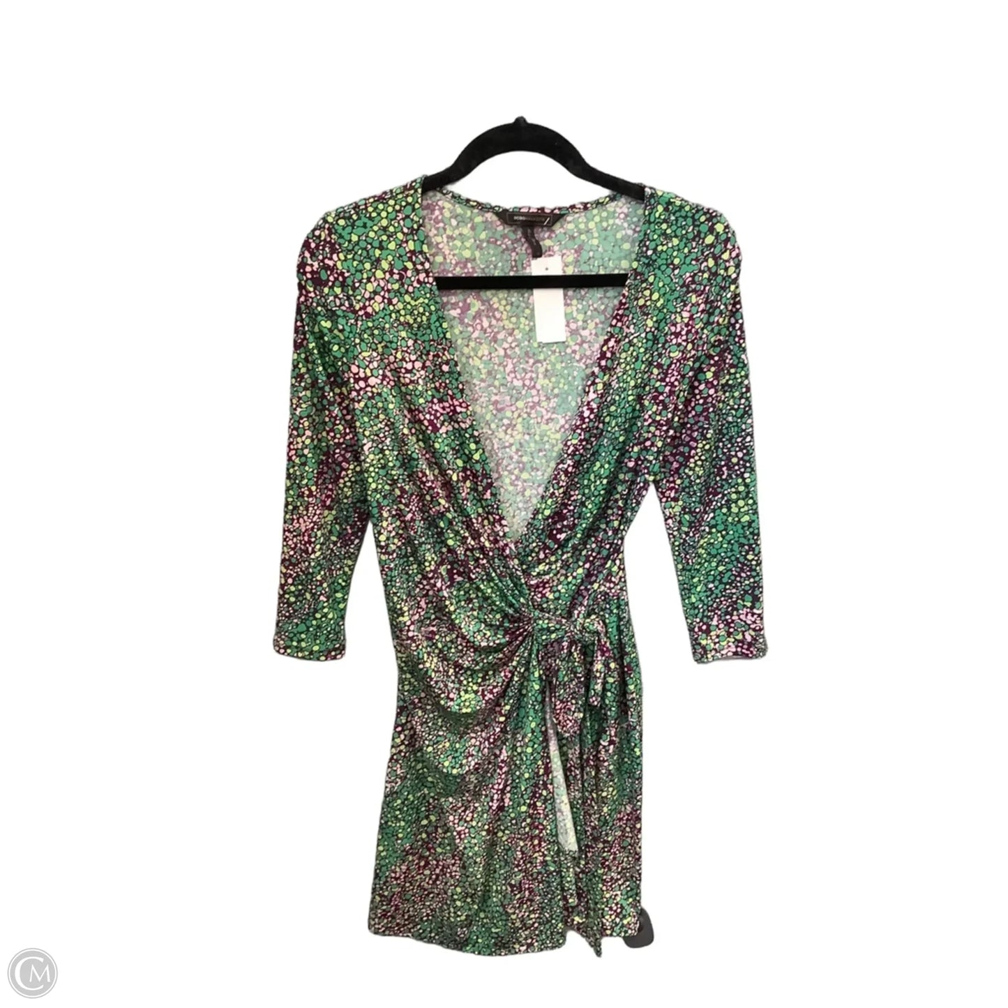 Dress Casual Midi By Bcbgmaxazria In Green & Purple, Size: Xs