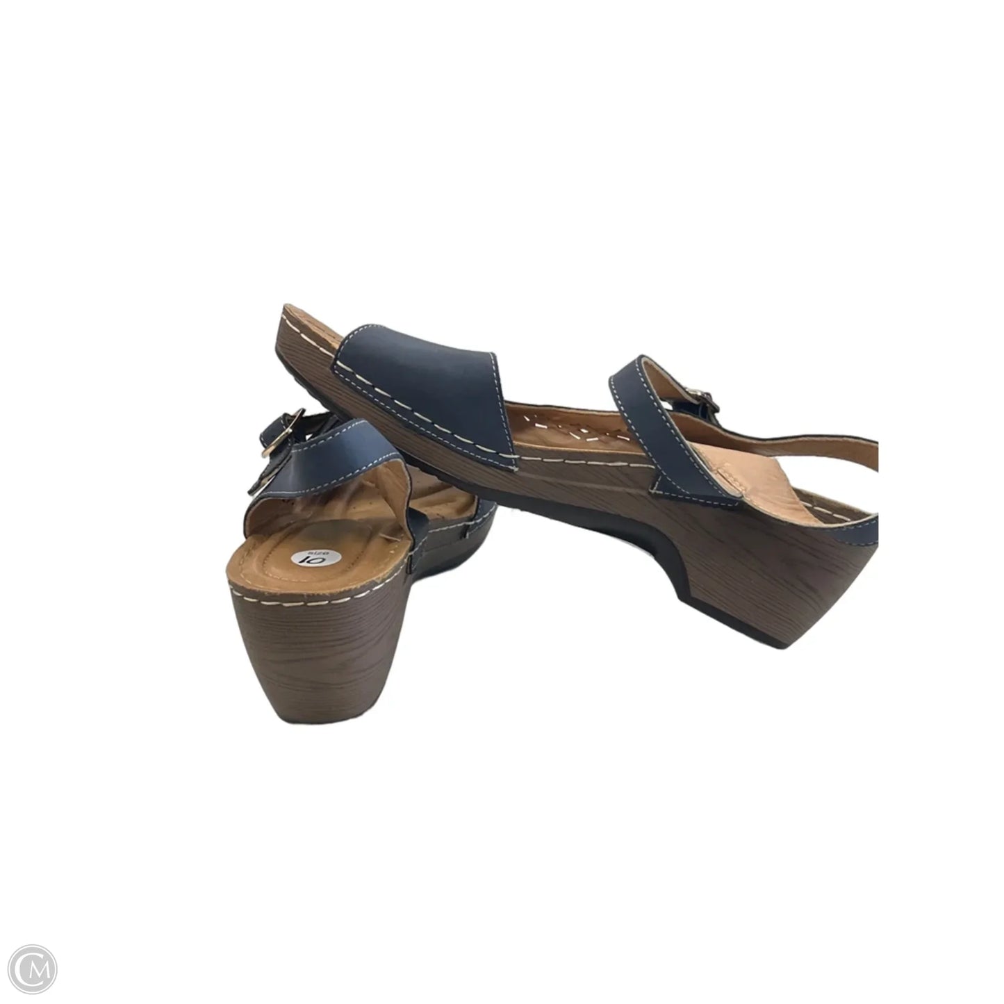 Sandals Flats By Clothes Mentor In Navy, Size: 10