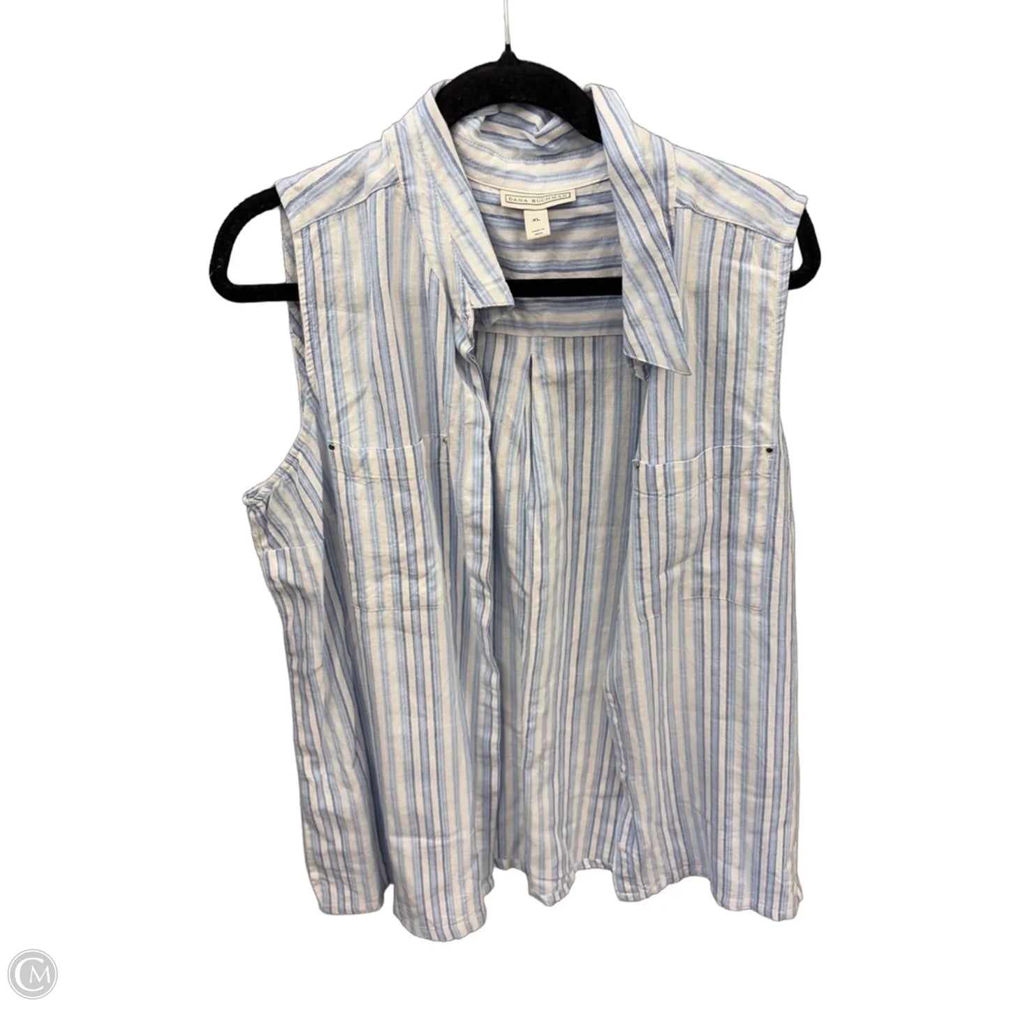 Tunic Sleeveless By Dana Buchman In Blue & White, Size: Xl