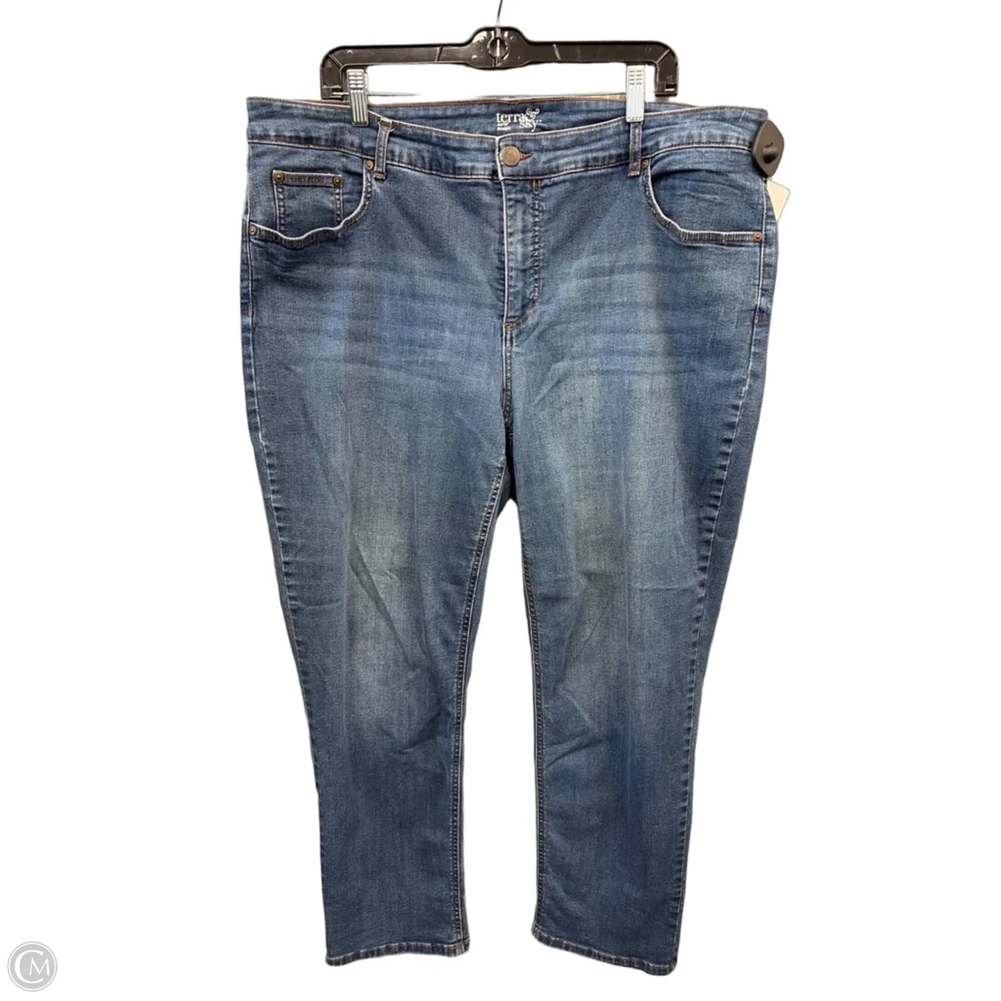 Jeans Straight By Terra & Sky In Blue Denim, Size: 20