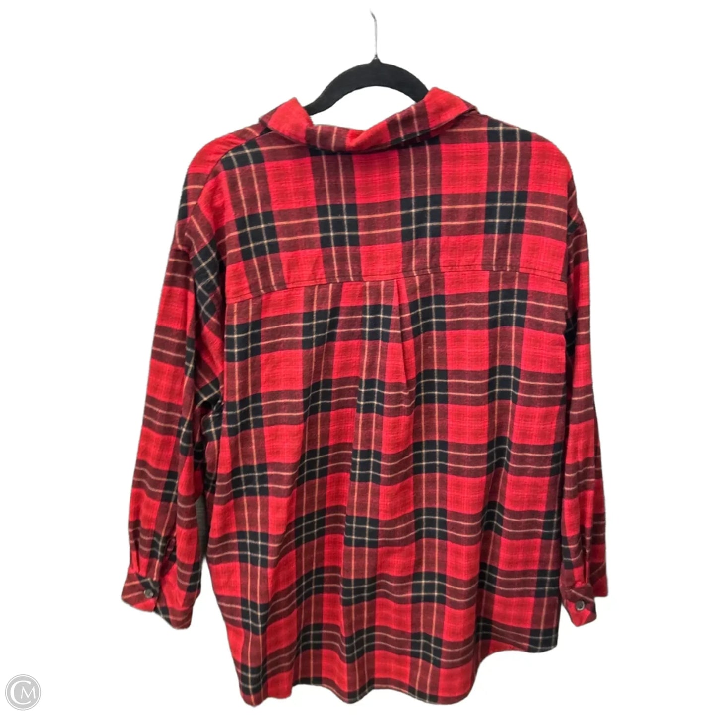 Top Long Sleeve By Wild Fable In Plaid Pattern, Size: L