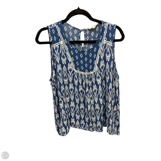 Top Sleeveless By Monteau In Blue & White, Size: Xl