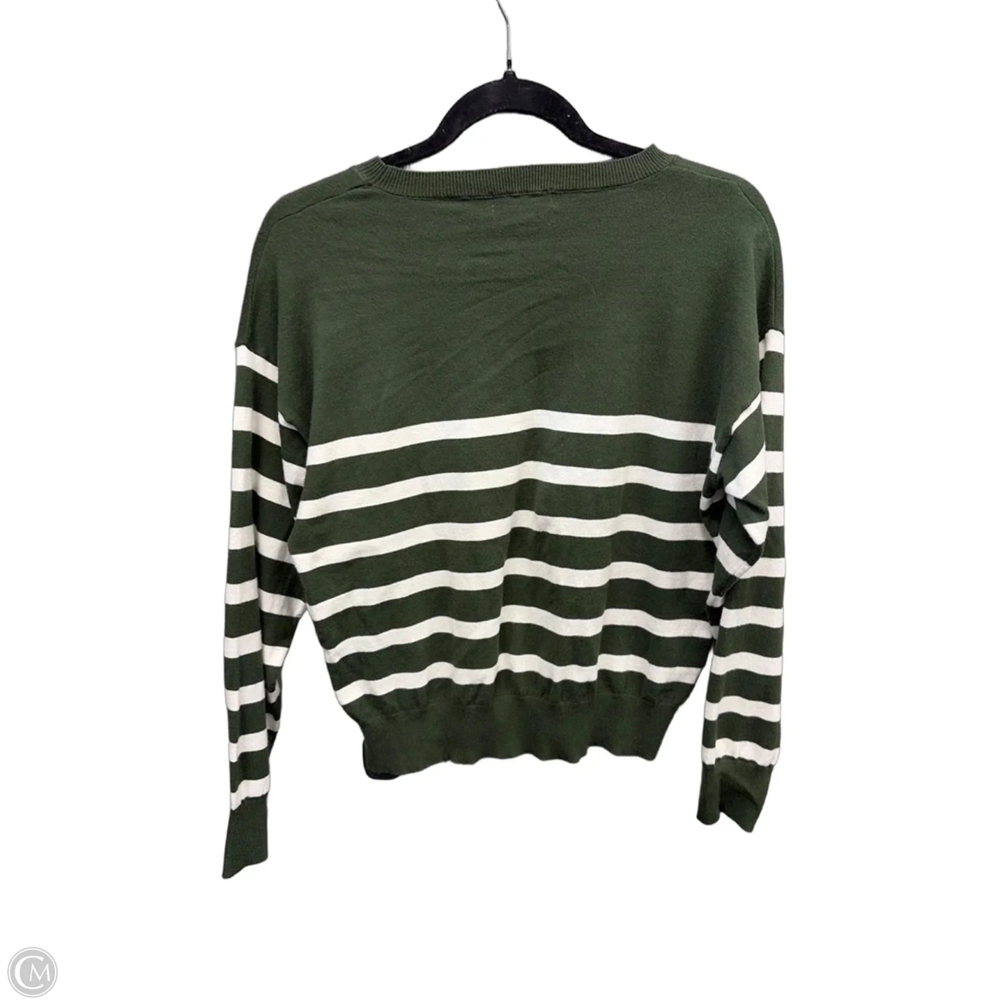 Sweater By Clothes Mentor In Green & White, Size: L