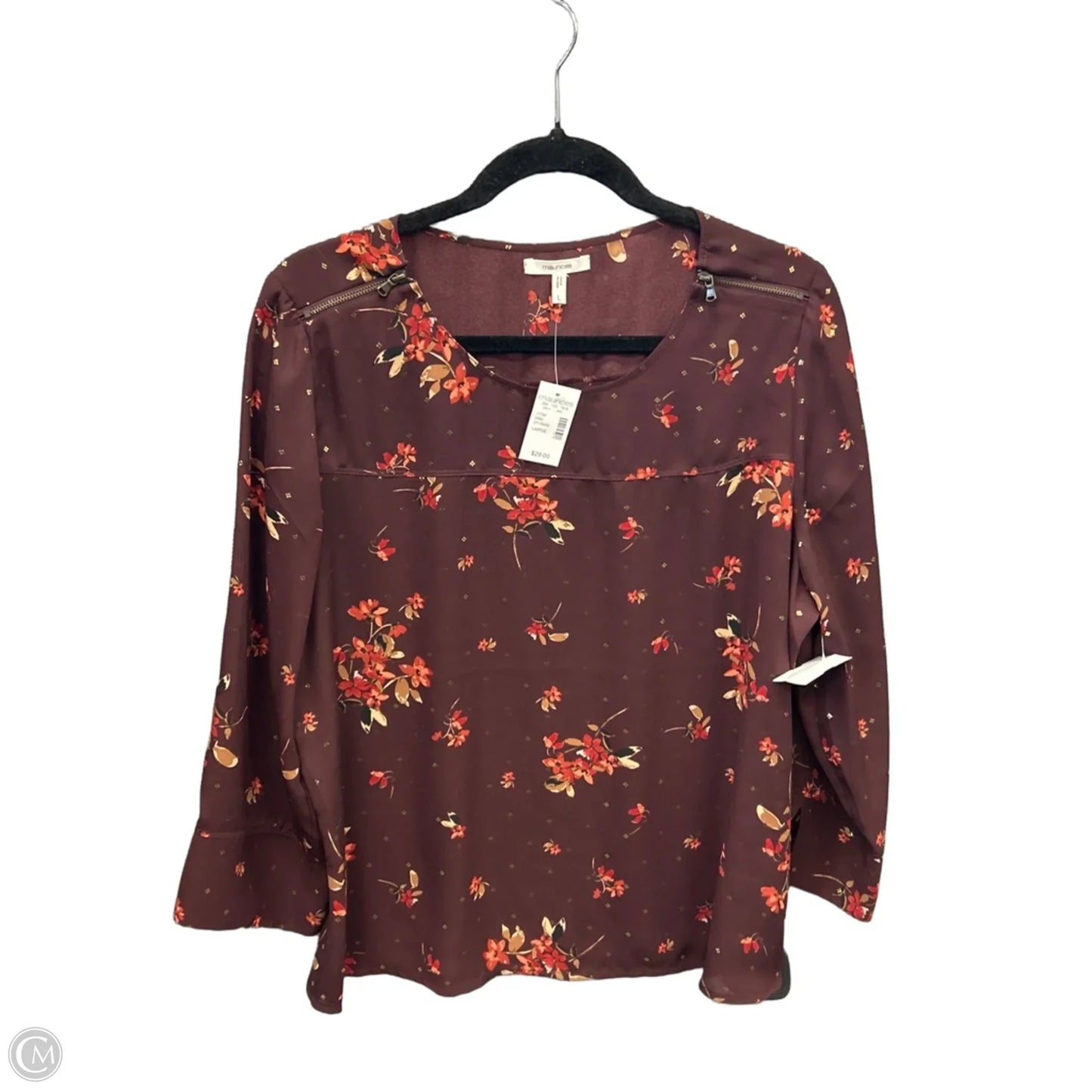 Top Long Sleeve By Maurices In Red, Size: L