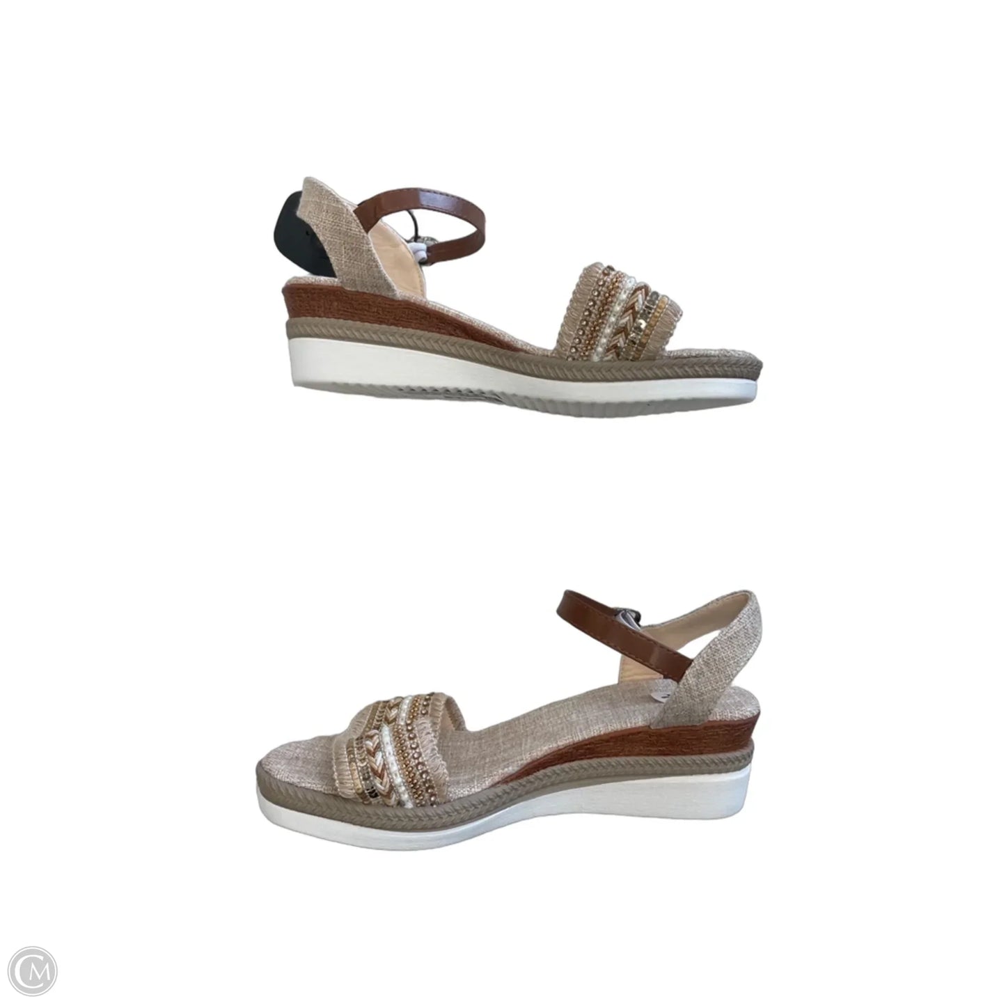 Sandals Heels Wedge By Clothes Mentor In Brown, Size: 9