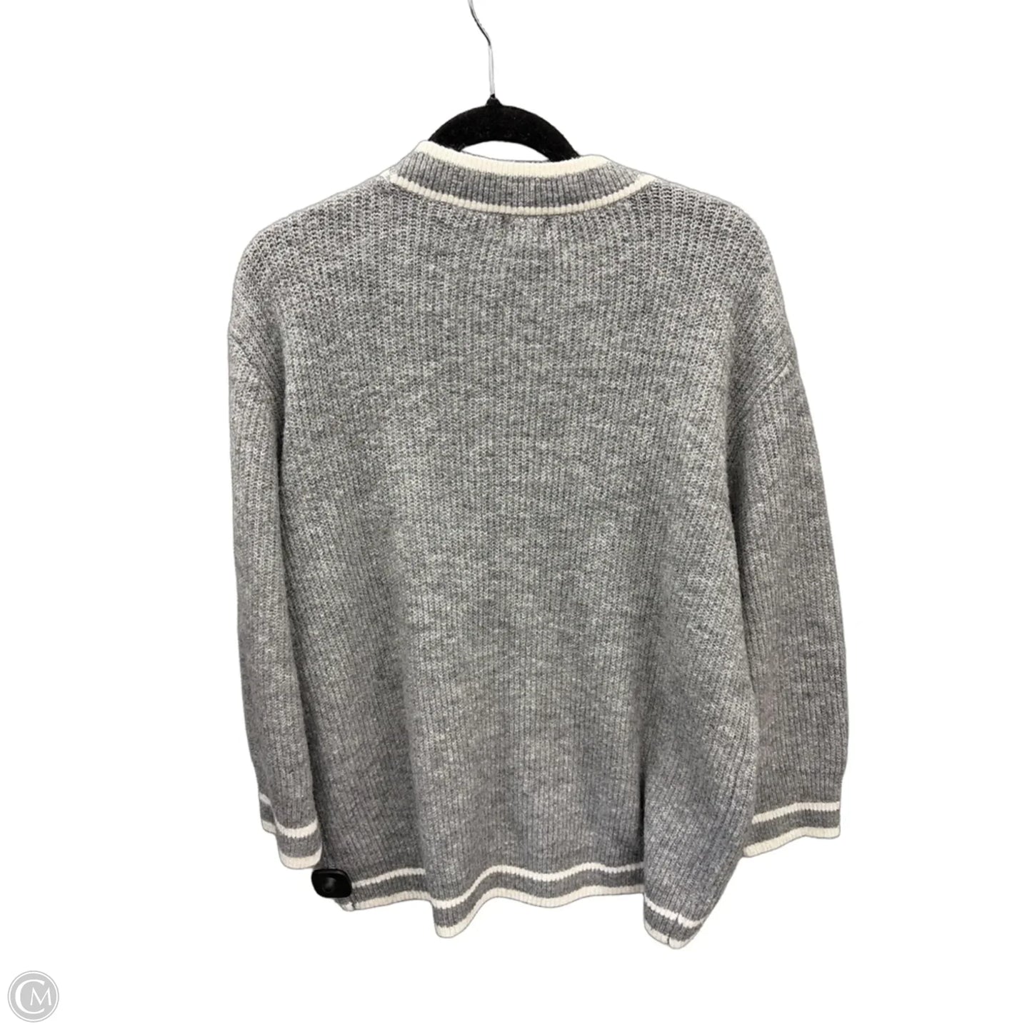 Sweater Cardigan By A New Day In Grey & White, Size: S