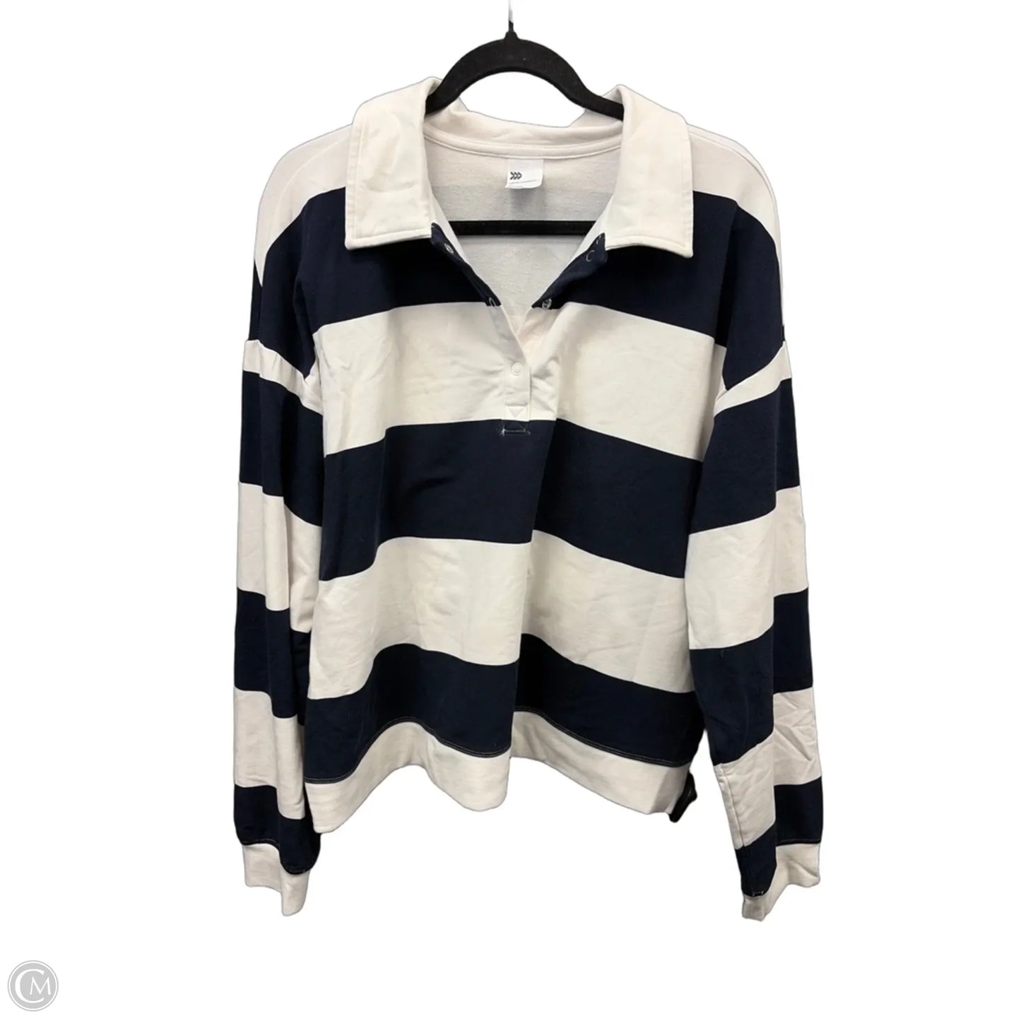 Athletic Top Long Sleeve Collar By All In Motion In Striped Pattern, Size: Xxl