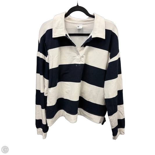 Athletic Top Long Sleeve Collar By All In Motion In Striped Pattern, Size: Xxl
