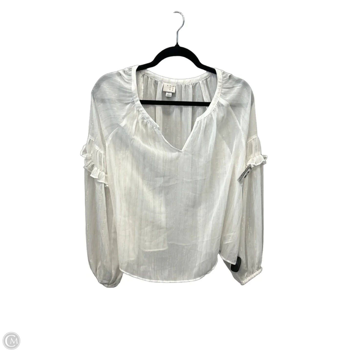 Blouse Long Sleeve By A New Day In White, Size: L