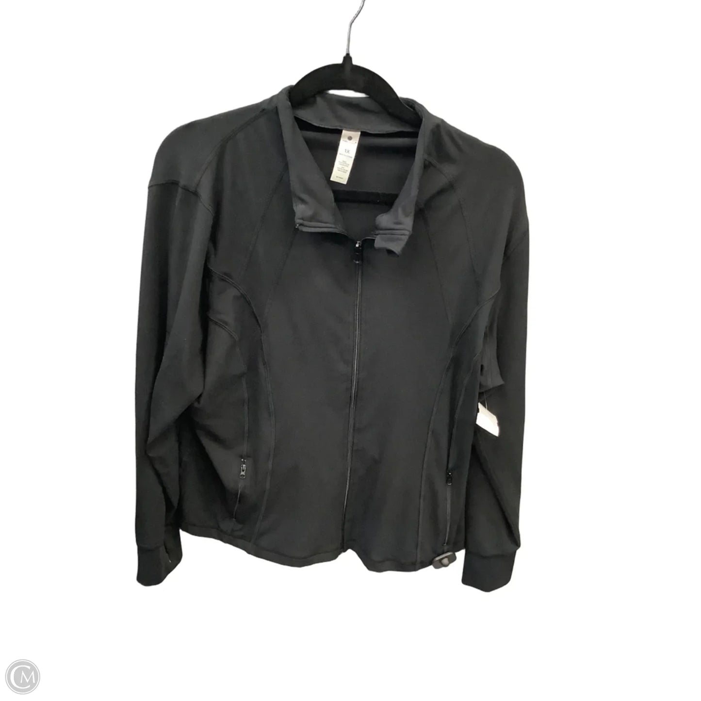 Athletic Top Long Sleeve Collar By Yogalicious In Black, Size: 1x