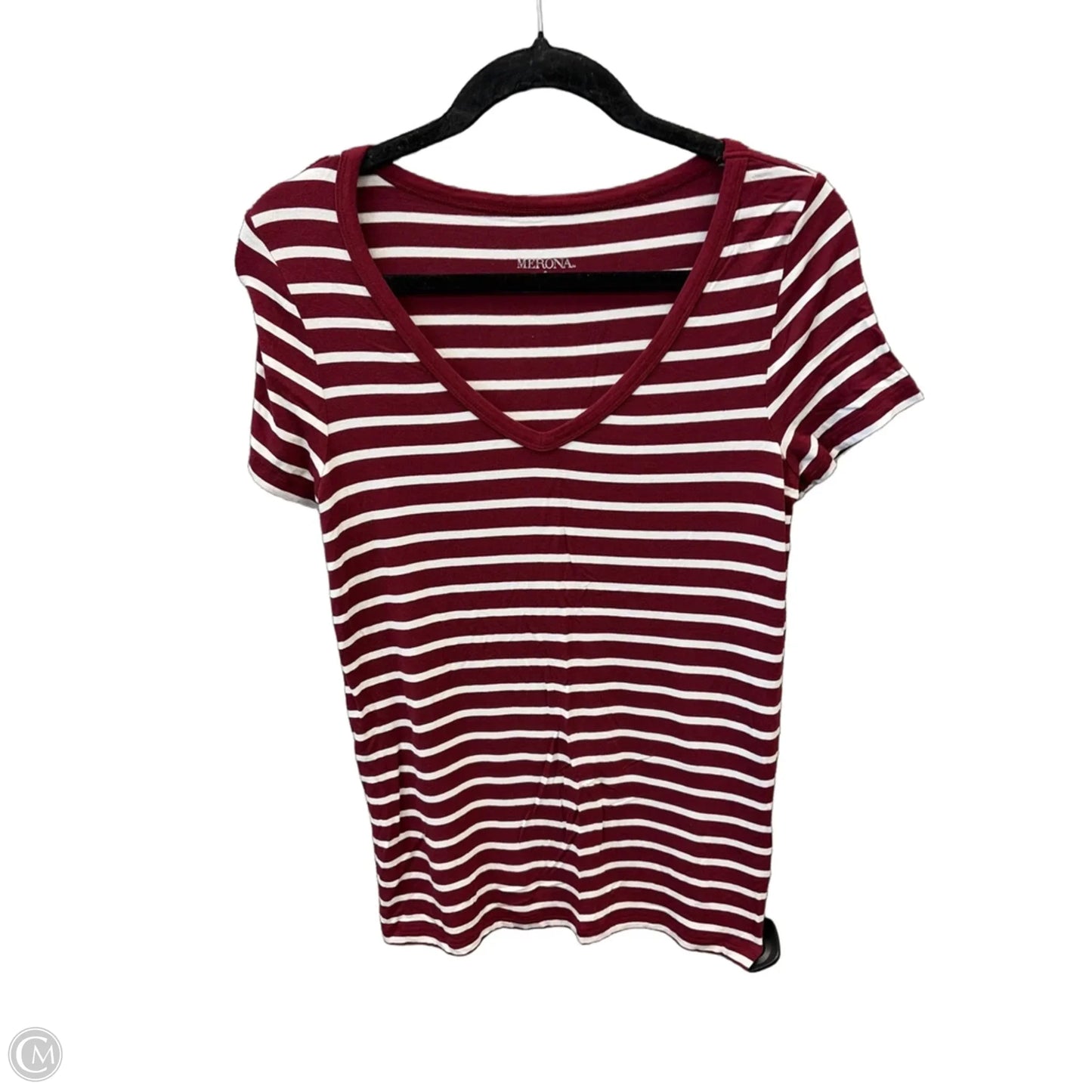 Top Short Sleeve By Merona In Red & White, Size: S