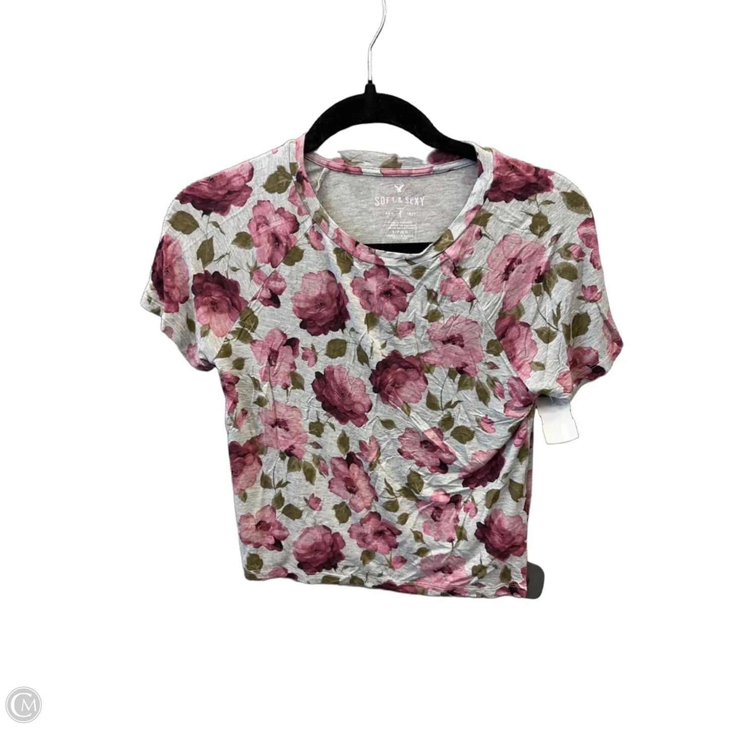 Top Short Sleeve By American Eagle In Floral Print, Size: S