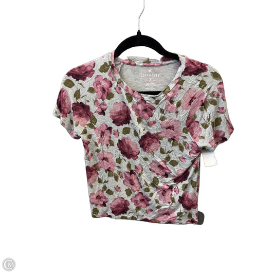 Top Short Sleeve By American Eagle In Floral Print, Size: S