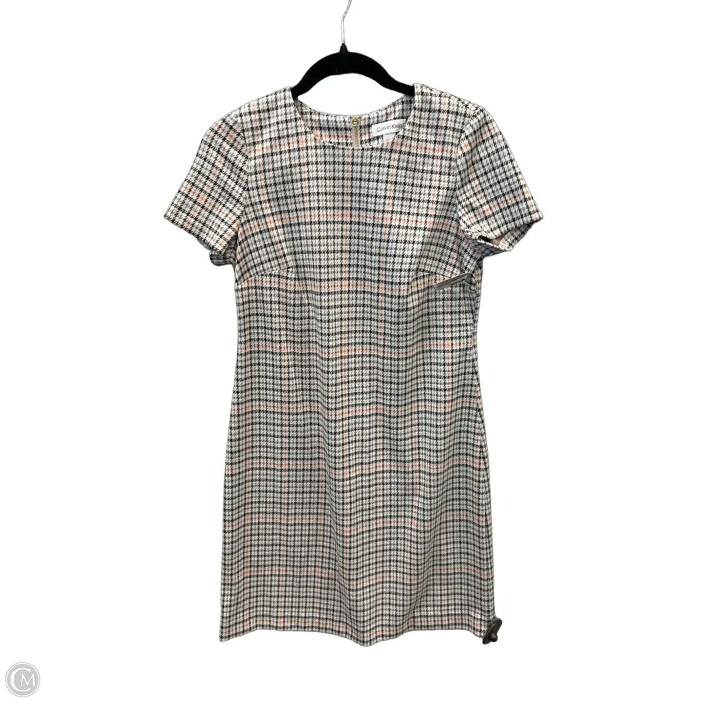 Dress Casual Midi By Calvin Klein In Plaid Pattern, Size: S