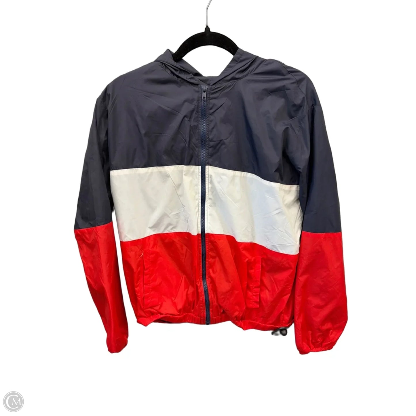 Jacket Windbreaker By Shein In Blue Red & White, Size: L