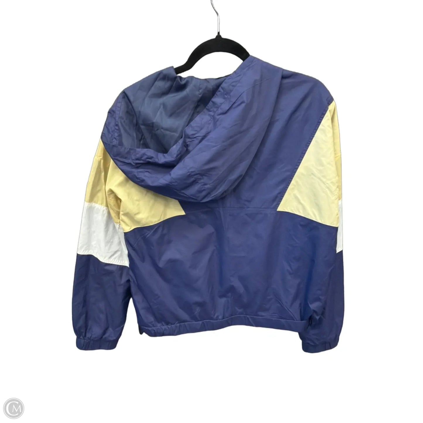 Jacket Windbreaker By Pink Rose In Blue & Yellow, Size: L