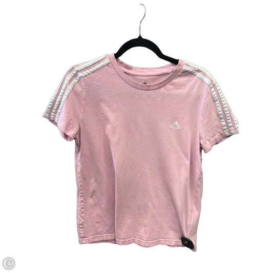 Athletic Top Short Sleeve By Adidas In Pink, Size: L