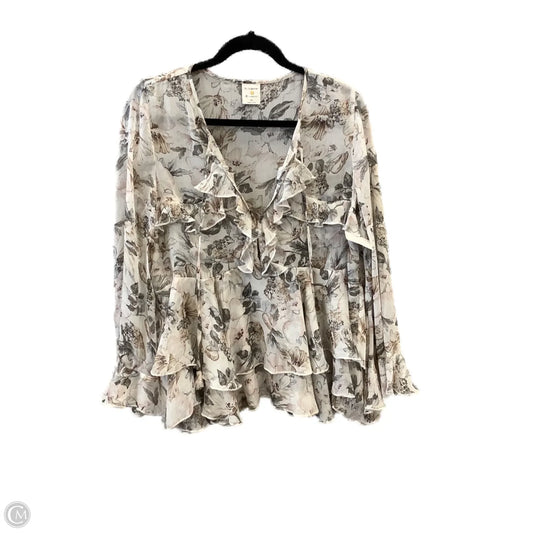 Top Long Sleeve By By Together In Floral Print, Size: M