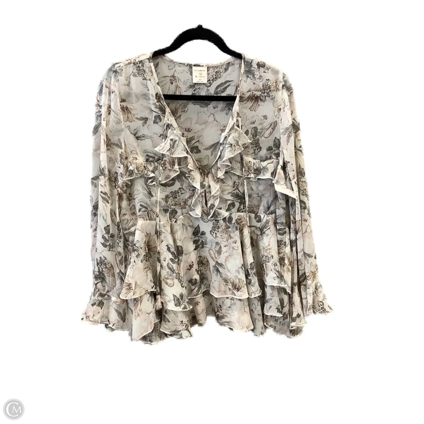 Top Long Sleeve By By Together In Floral Print, Size: M