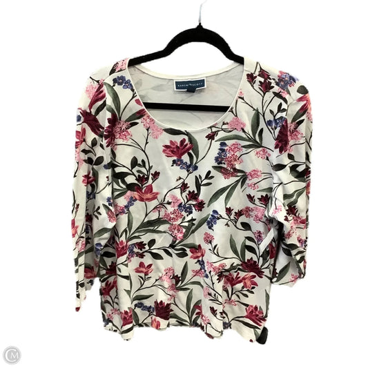 Top Long Sleeve By Karen Scott In Floral Print, Size: Xxl