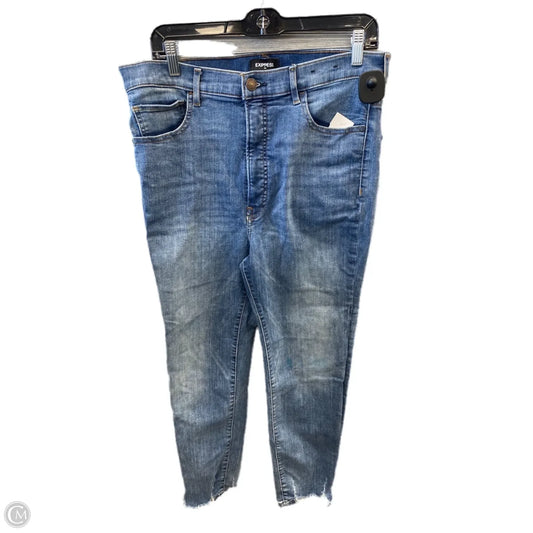Jeans Skinny By Express In Blue Denim, Size: 14