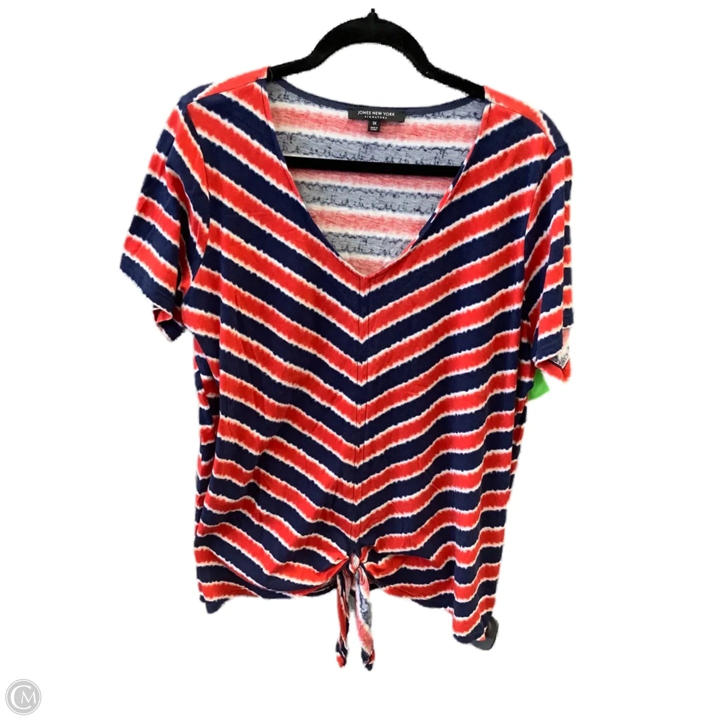 Top Short Sleeve By Jones New York In Striped Pattern, Size: 1x