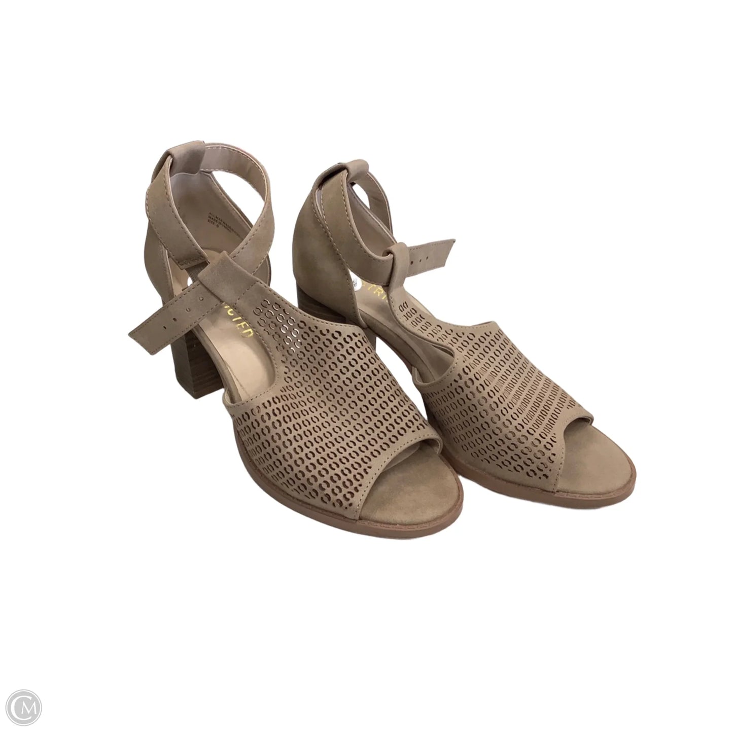 Sandals Heels Block By Restricted In Tan, Size: 6