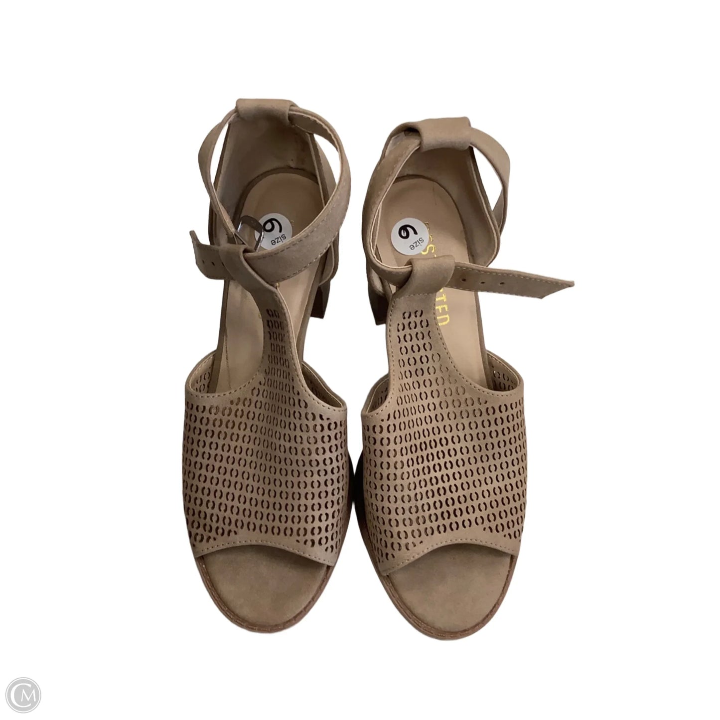 Sandals Heels Block By Restricted In Tan, Size: 6