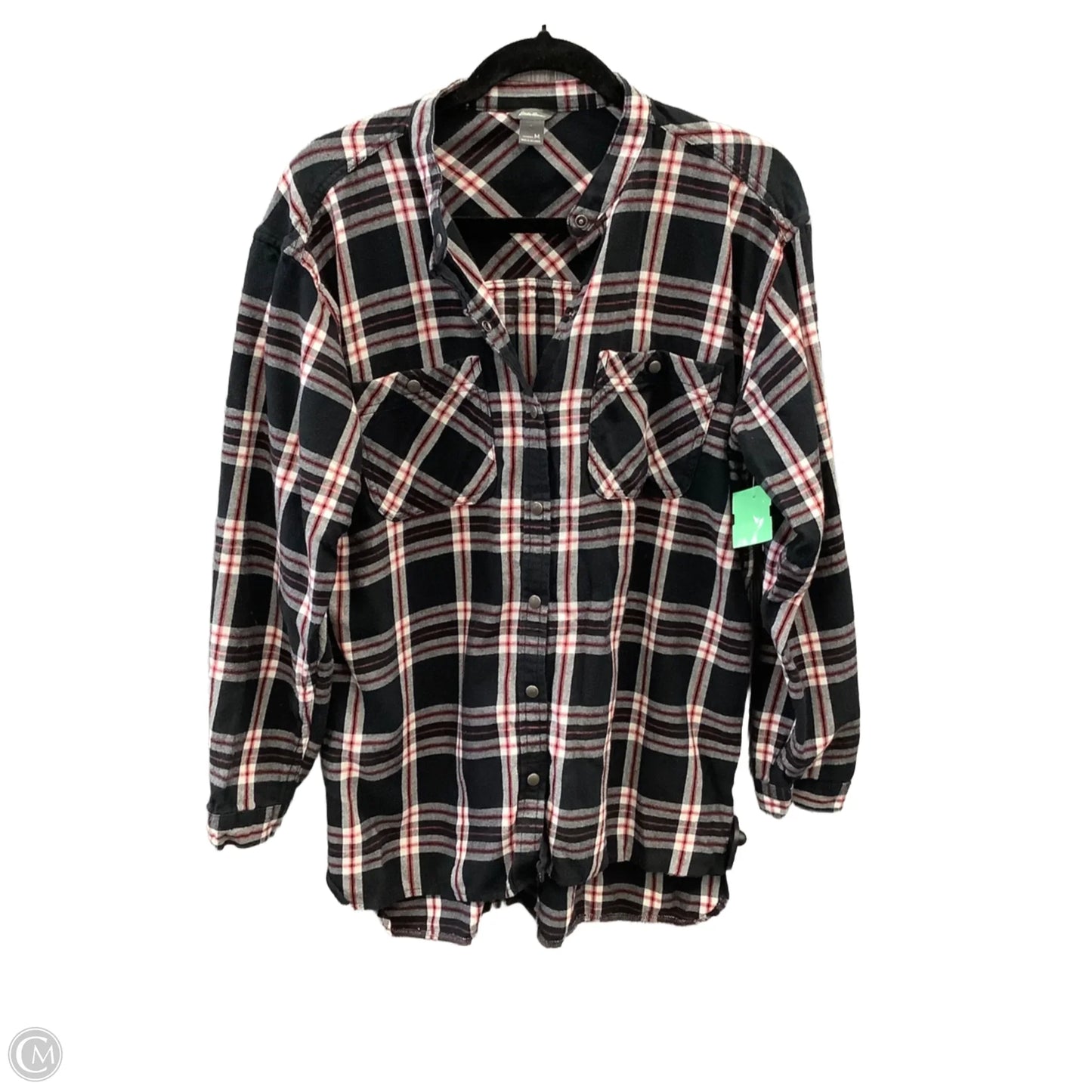 Top Long Sleeve By Eddie Bauer In Plaid Pattern, Size: M