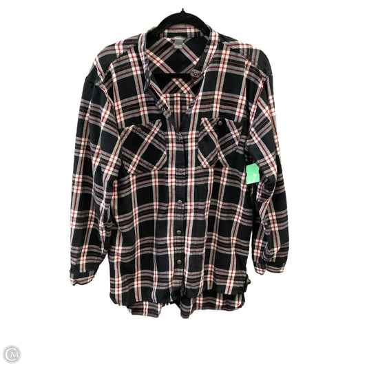 Top Long Sleeve By Eddie Bauer In Plaid Pattern, Size: M