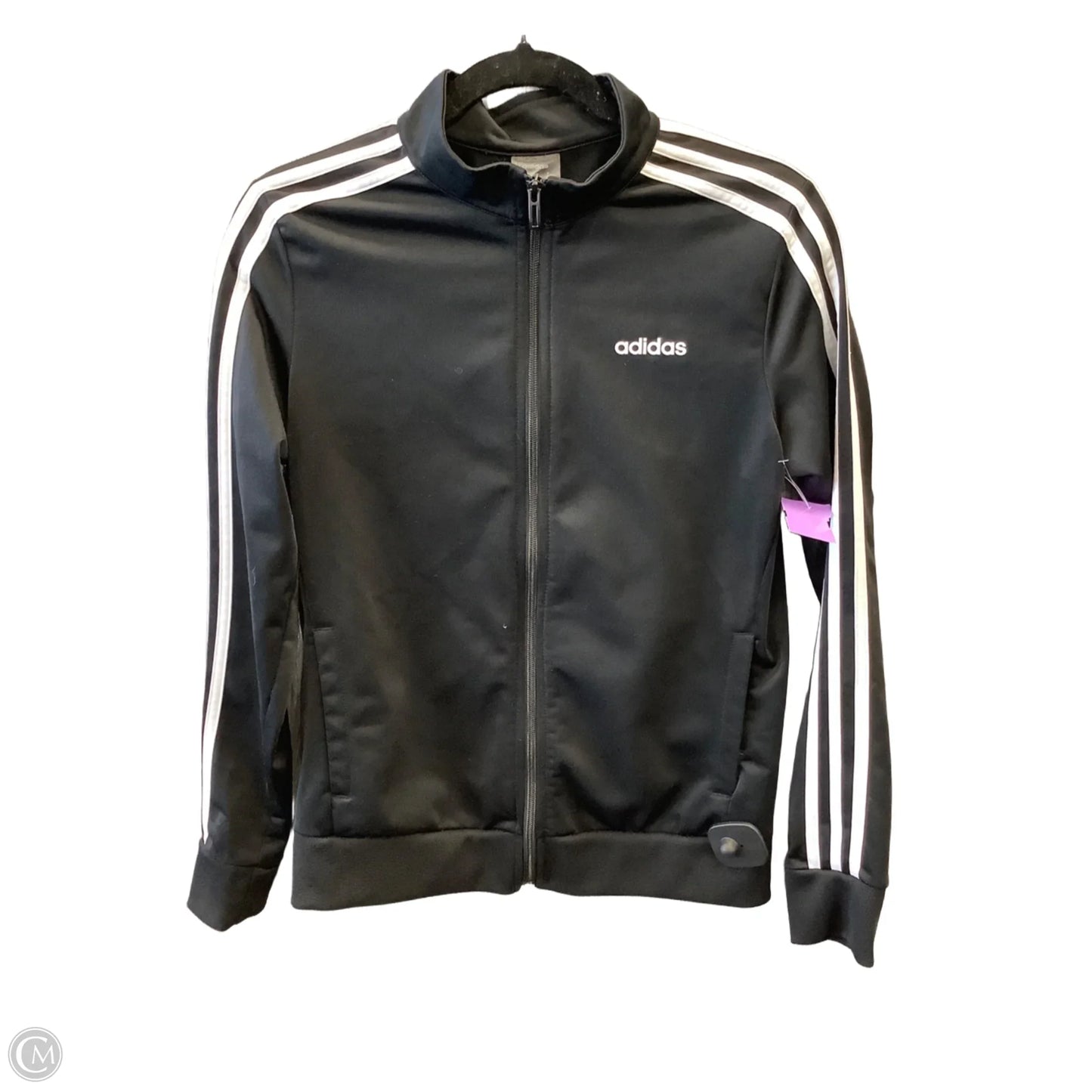 Athletic Top Long Sleeve Collar By Adidas In Black, Size: M