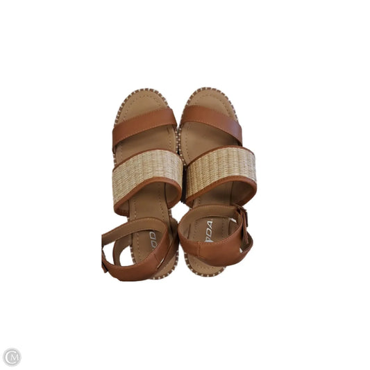 Sandals Heels Wedge By Soda In Brown, Size: 9