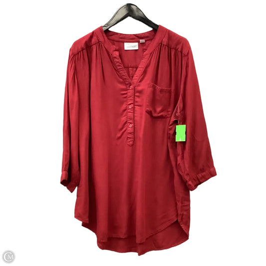 Top Long Sleeve By Avenue In Red, Size: 1x