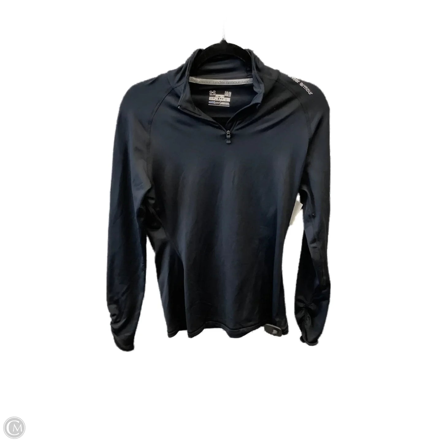 Athletic Top Long Sleeve Collar By Under Armour In Black, Size: L
